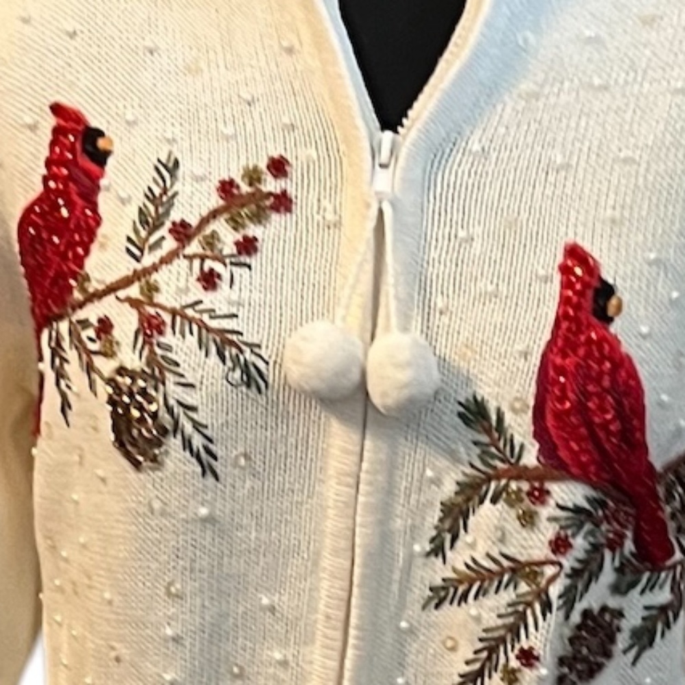 Heirloom Collectibles Cardinals Women’s Cardigan Full Zip Sequins Size PM - Picture 8 of 14